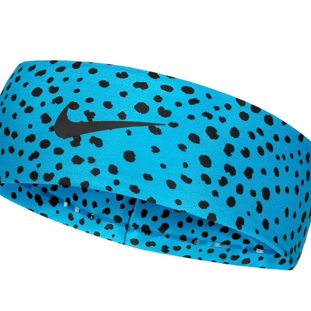 Nike Dri-Fit Fury 3.0 Printed Blue Black Sweatband Headband - Picture 2 of 5
